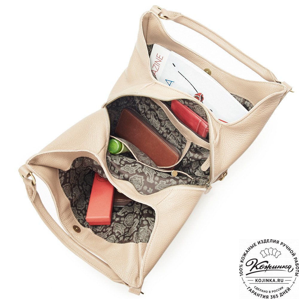 Женская кожаная сумка "Миллениум" (бежевая)